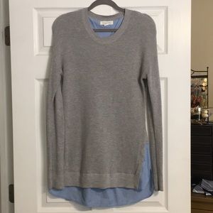 long gray & chambray sweater